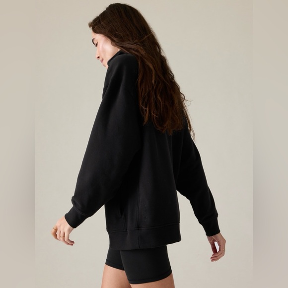 Athleta Forever Fleece 1/4 Zip Sweatshirt // Black - Picture 5 of 13